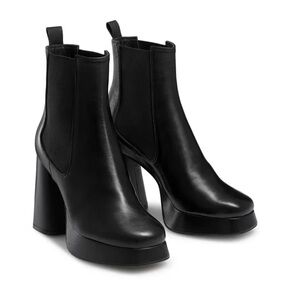 Russell & Bromley Womens Platform High Heeled Boots Black Leather